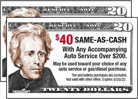 $40 Same-As-Cash with any accompanying Auto Service over $200
