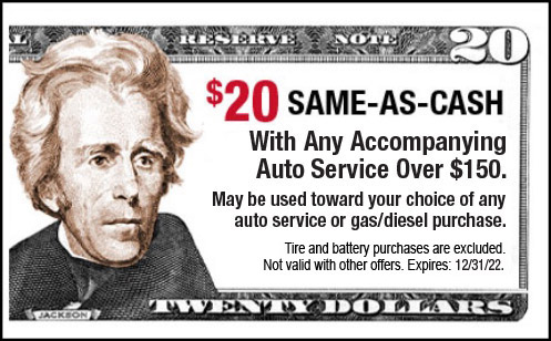 $20 Same-As-Cash with any accompanying Auto Service over $150