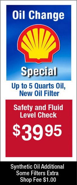 Oil Change Special, $24.95, $19.95 for VIP Members