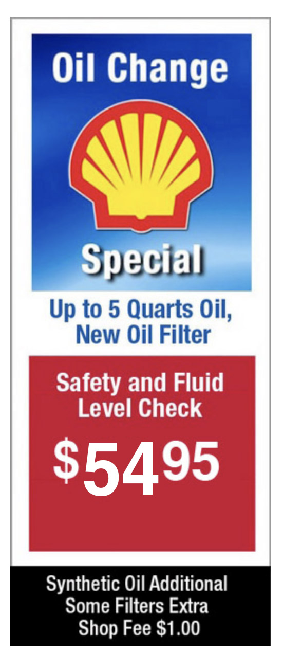 Oil Change Special, $54.95