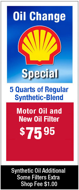 Oil Change Special, $75.95